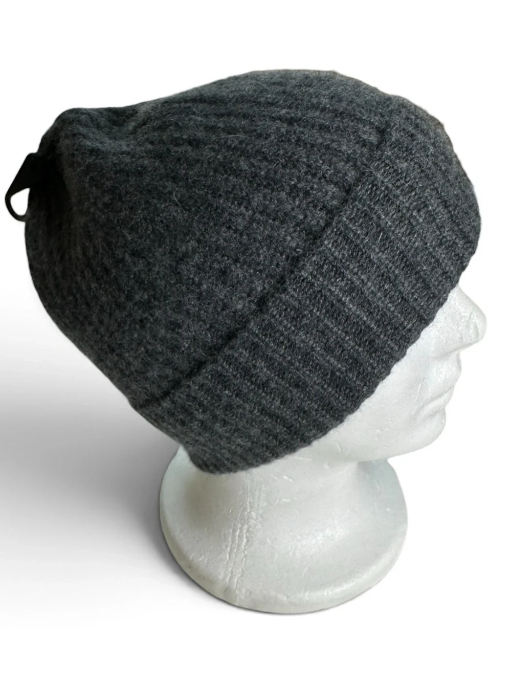 Nordstrom Rack 100% Cashmere Ribbed Slouchy Beanie Hat Charcoal Heather NWOT